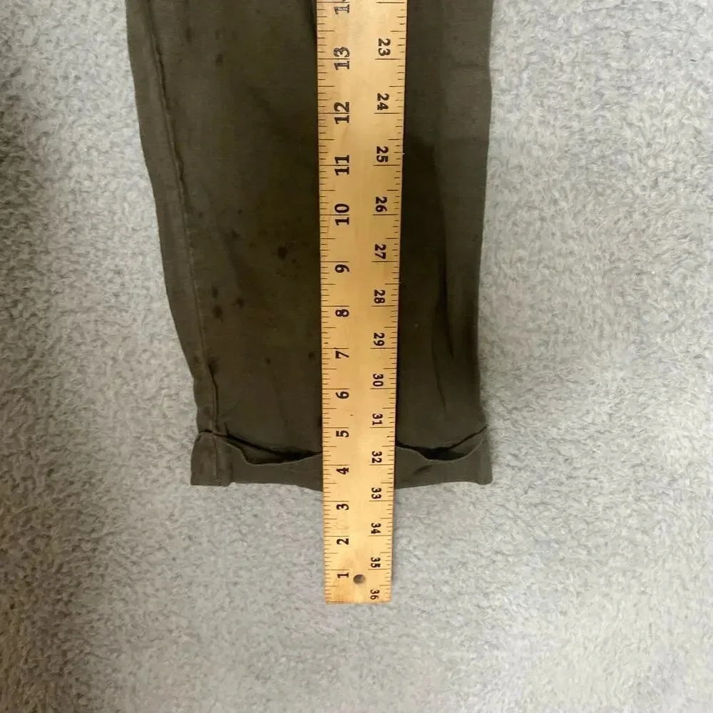 Banana Republic army green linen blend cropped pants loose lightweight 14